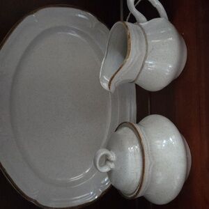 Baroque Vintage Hearthside Stoneware  Sugar and Creamer Set Stoneware